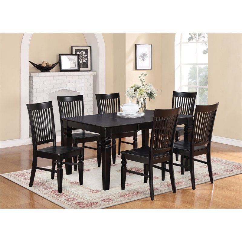 Pemberly Row 7-Piece Rectangular Wood Dining Set in Black and Cherry