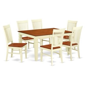 Pemberly Row 7-Piece Wood Dining Set in Buttermilk & Cherry Finish