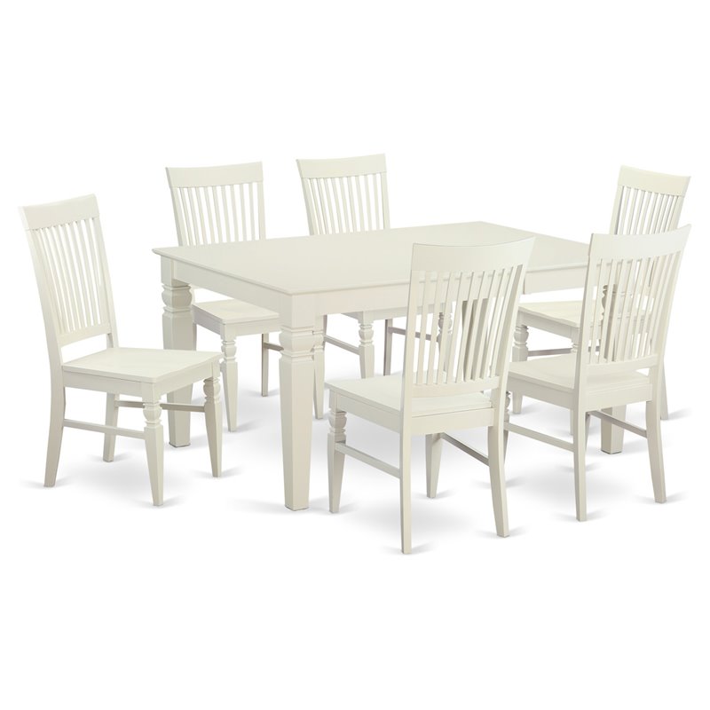 Pemberly Row 7-Piece Wood Dining Set in Linen White Finish