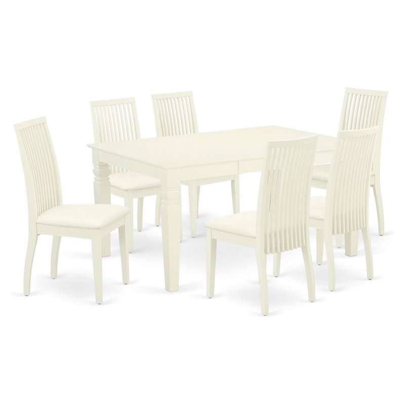 Pemberly Row 7-Piece Wood Dining Set in Linen White