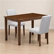 Pemberly Row 3 Piece Dining Table Set in Walnut Finish with Linen Chairs