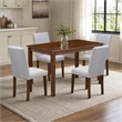 Pemberly Row 5 Piece Dining Room Set in Walnut Finish with Linen Chairs