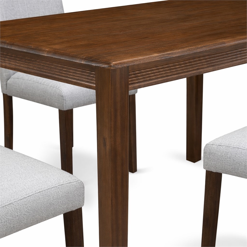 Pemberly Row 5 Piece Dining Room Set in Walnut Finish with Linen Chairs