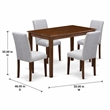 Pemberly Row 5 Piece Dining Room Set in Walnut Finish with Linen Chairs