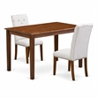 Pemberly Row 3 Piece Dinette Set in Walnut Finish with Linen Chairs