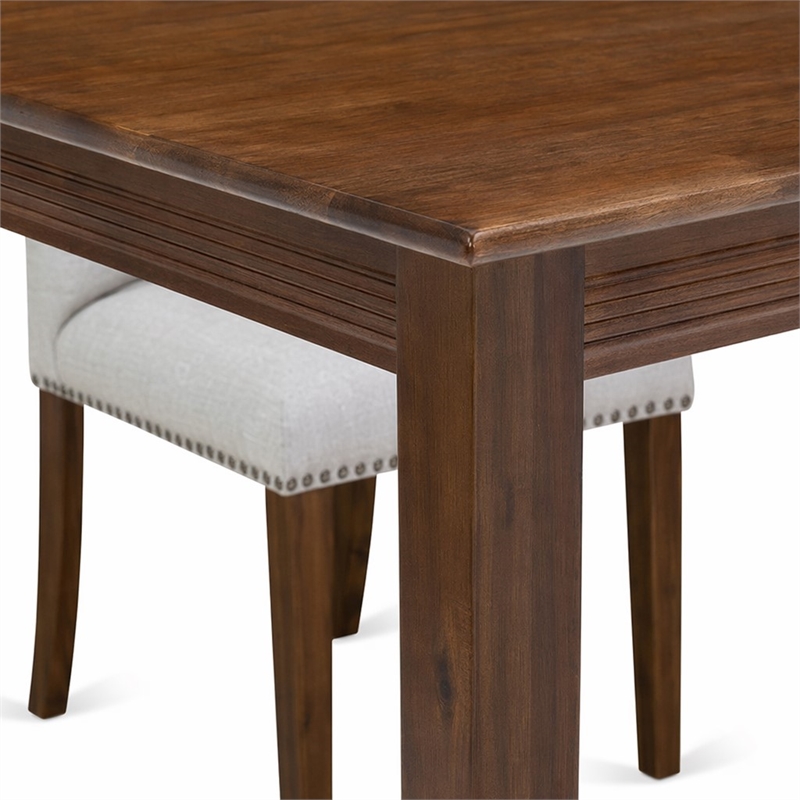 Pemberly Row 3 Piece Dinette Set in Walnut Finish with Linen Chairs