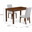 Pemberly Row 3 Piece Dinette Set in Walnut Finish with Linen Chairs