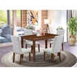 Pemberly Row 5-Piece Walnut Wood Dining Set with Upholstered Chairs