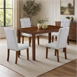 Pemberly Row 5-Piece Walnut Wood Dining Set with Upholstered Chairs