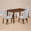 Pemberly Row 5-Piece Walnut Wood Dining Set with Upholstered Chairs