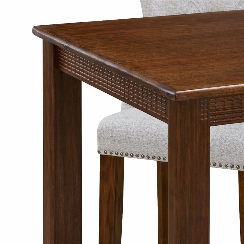 Pemberly Row 5-Piece Walnut Wood Dining Set with Upholstered Chairs