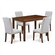 Pemberly Row 5-Piece Walnut Wood Dining Set with Upholstered Chairs