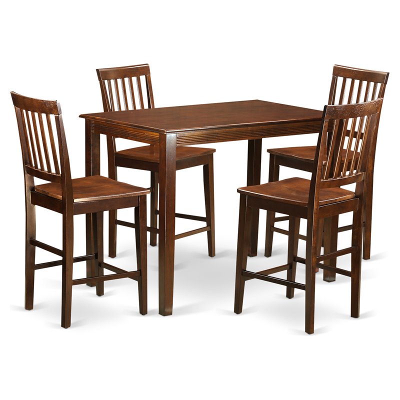 Pemberly Row 5-Piece Wood Dining Set in Mahogany