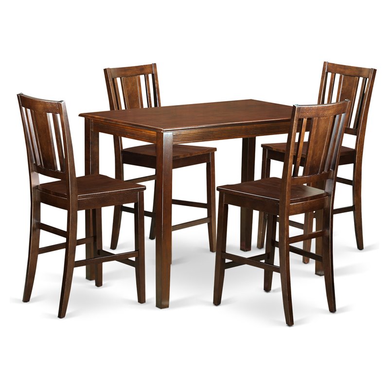 Pemberly Row 5-Piece Wood Dining Table Set in Mahogany