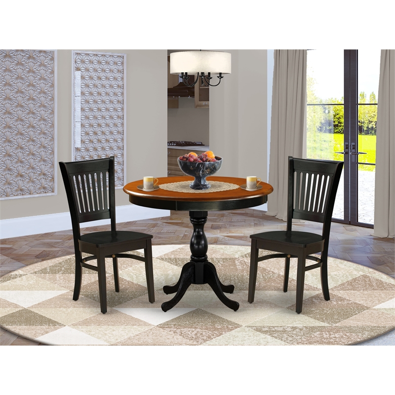 Pemberly Row 3-Pc Dining Set with Wood Table and Slatted Back Chairs