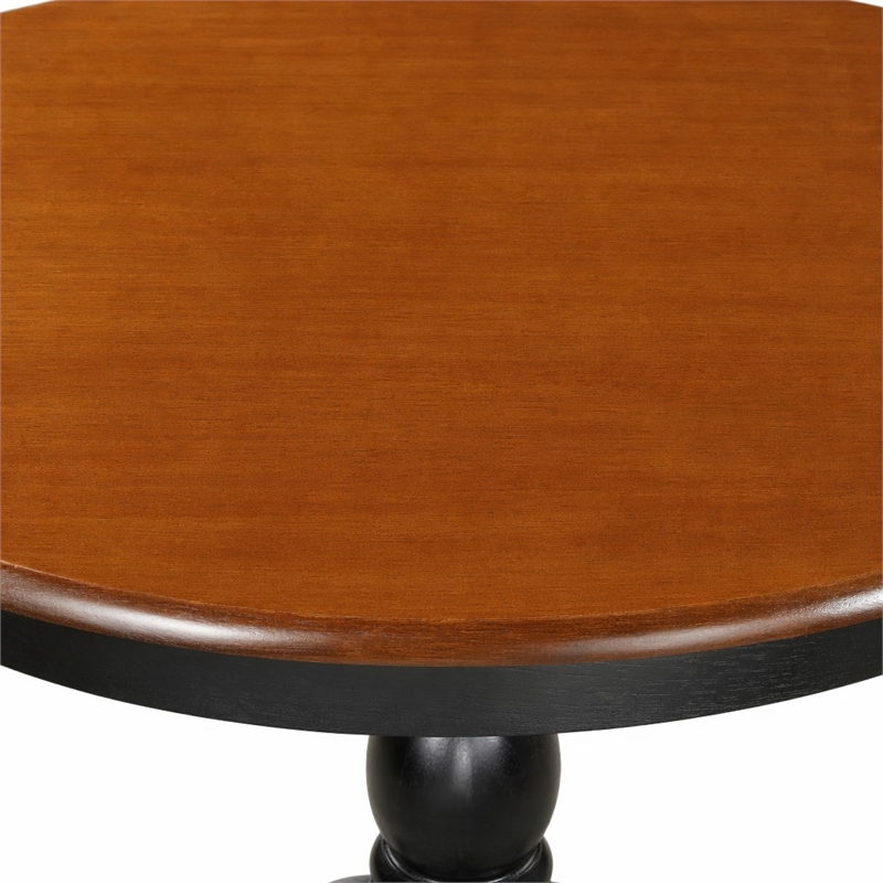 Pemberly Row 5-Pc Wood Dining Set with Round Table and Linen Chairs