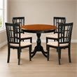Pemberly Row 5-Pc Wood Dining Set with Round Table and Linen Chairs