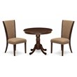 Pemberly Row 3-Piece Wood Dining Set in Mahogany and Light Sable Fabric