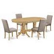 Pemberly Row 5-Piece Dining Set with Self-Storing Butterfly Leaf in Oak