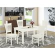 Pemberly Row 5-Piece Dining Set in Linen White Finish with Slatted Chairs