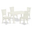 Pemberly Row 5-Piece Dining Set in Linen White Finish with Slatted Chairs