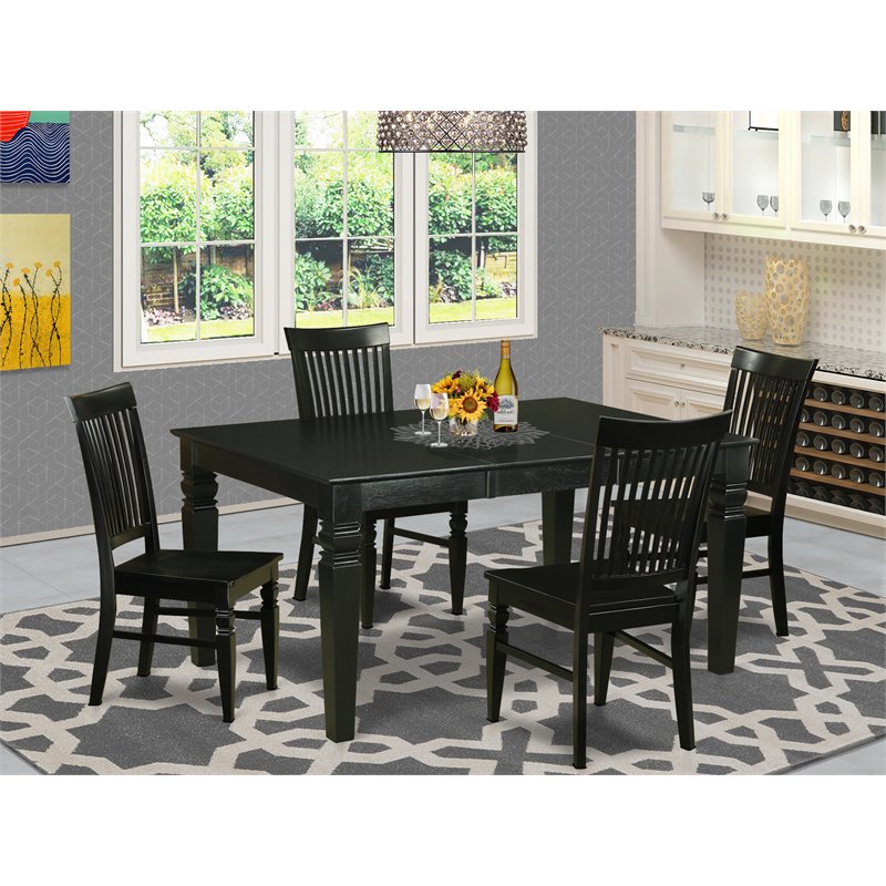 Pemberly Row 5-Piece Rectangular Dining Set in Black & Cherry Wood Finish