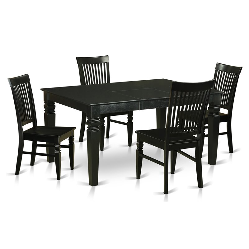 Pemberly Row 5-Piece Rectangular Dining Set in Black & Cherry Wood Finish