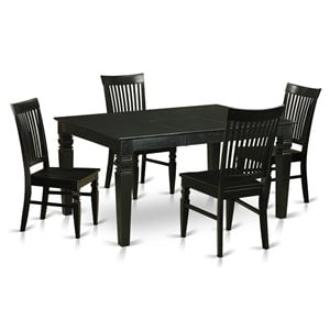 Pemberly Row 5-Piece Rectangular Dining Set in Black & Cherry Wood Finish