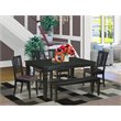 Pemberly Row 6-Piece Wood Dining Table Set with Bench in Black