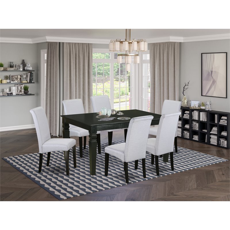 Pemberly Row 7-Piece Wooden Dining Set in Black and Grayish Blue