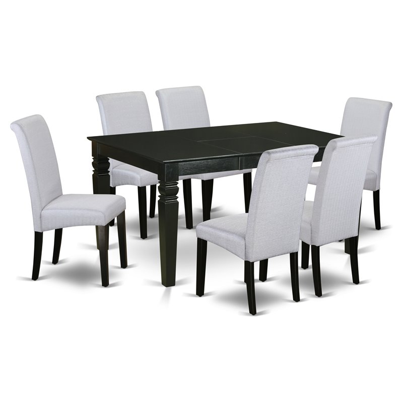 Pemberly Row 7-Piece Wooden Dining Set in Black and Grayish Blue