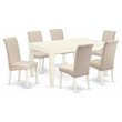 Pemberly Row 7-Piece Wooden Dining Set in Linen White and Cream