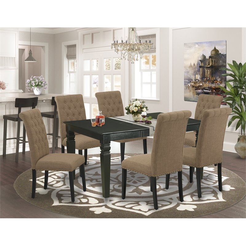 Pemberly Row 7-Piece Wooden Dining Set in Black and Light Sable