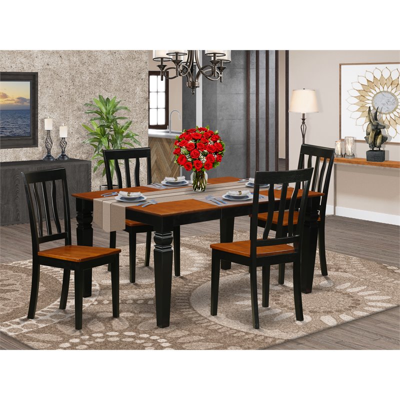 Pemberly Row 5-Piece Black and Cherry Wood Kitchen Table Set