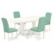 Pemberly Row 5-Piece Table and Chairs Set with White and Pond Finish