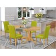 Pemberly Row 5-Piece Wood Dining Set with Oval Table in Oak/Autumn Green