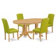 Pemberly Row 5-Piece Wood Dining Set with Oval Table in Oak/Autumn Green