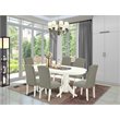 Pemberly Row 7-Piece Wood Dining Set in Linen White with Dark Shitake