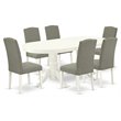Pemberly Row 7-Piece Wood Dining Set in Linen White with Dark Shitake
