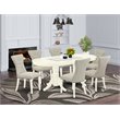 Pemberly Row 7-Piece Dining Room Set with Linen White Table and Doeskin Chairs