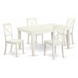 Pemberly Row 5 Pc Wood Dining Table Set in Linen White with Smooth Finish