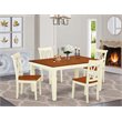 Pemberly Row 5 Pc Dining Table Set in Buttermilk & Cherry Hardwood