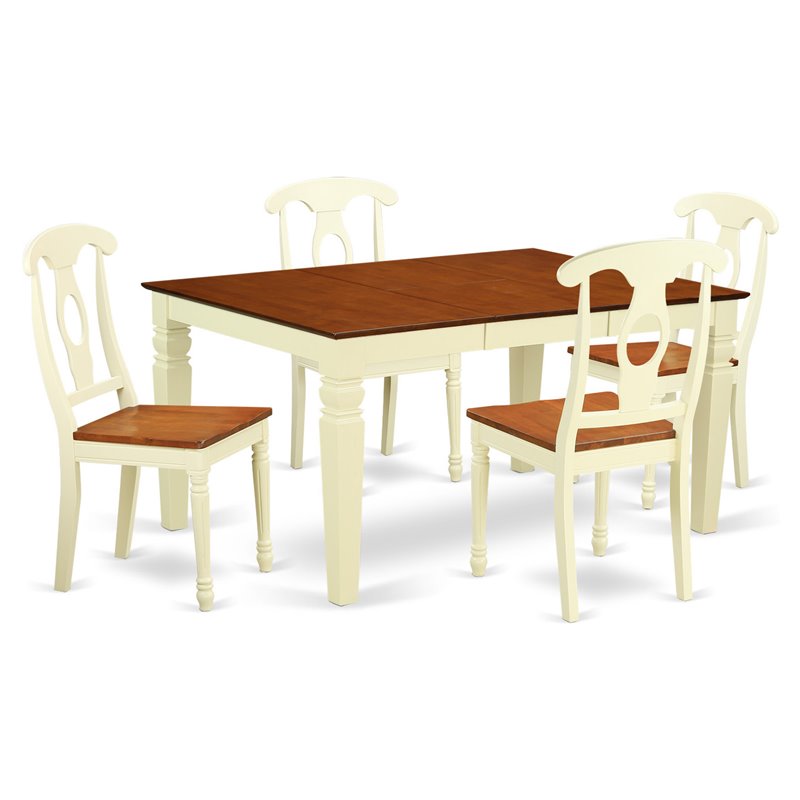 Pemberly Row 5-Piece Wood Dining Table Set in Buttermilk Cherry Finish