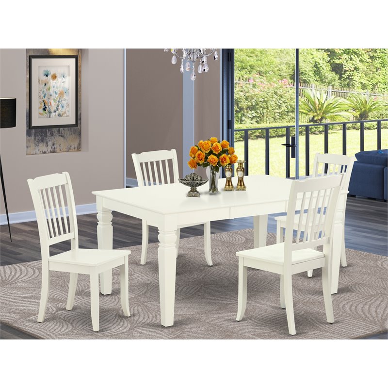 Pemberly Row 5-Piece Wood Dining Set in Linen White Finish