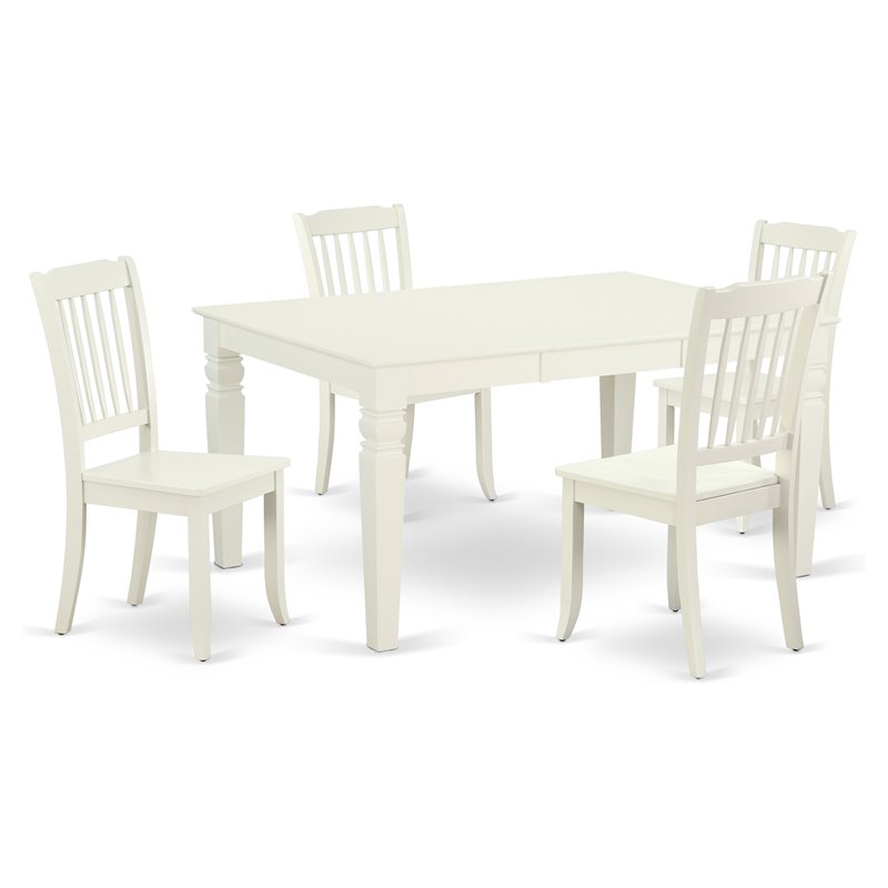 Pemberly Row 5-Piece Wood Dining Set in Linen White Finish