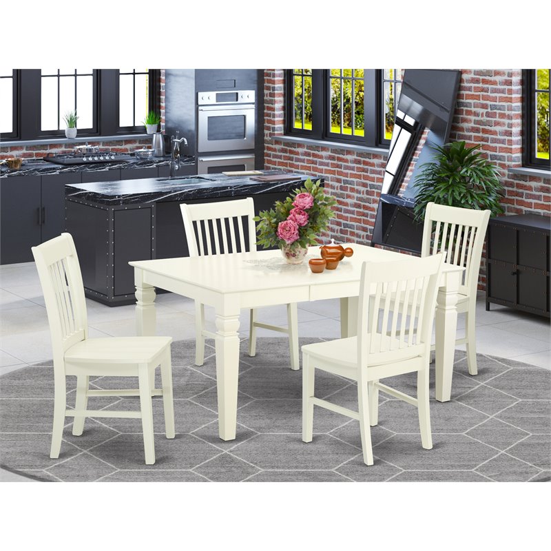 Pemberly Row 5-Piece Wood Dinette Set in Linen White