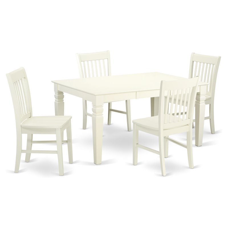 Pemberly Row 5-Piece Wood Dinette Set in Linen White