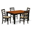 Pemberly Row 5-Piece Wood Dining Set with Linen Seats in Cherry