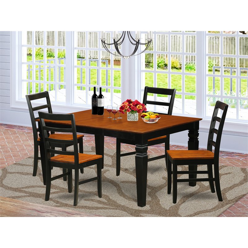 Pemberly Row 5-Piece Wood Dining Set in Black and Cherry
