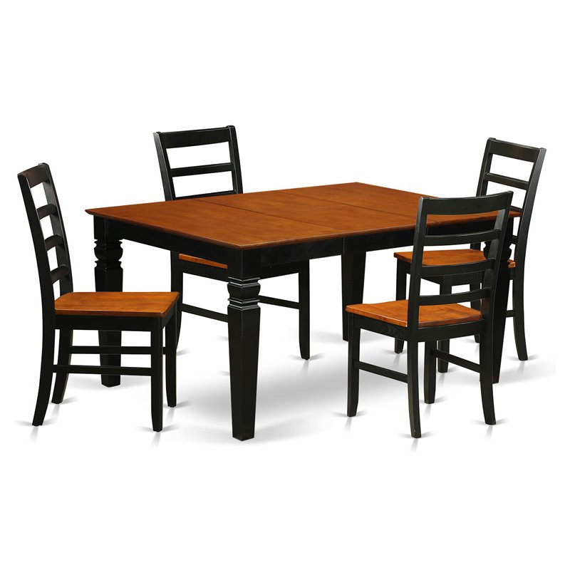 Pemberly Row 5-Piece Wood Dining Set in Black and Cherry